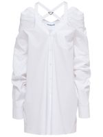 Prada robe-chemise en coton à épaule dénudées - Blanc