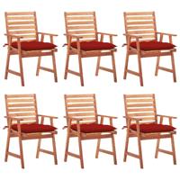 Tuinstoelen 6 st met kussens massief acaciahout