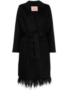 TWINSET manteau bordé de plumes - Noir