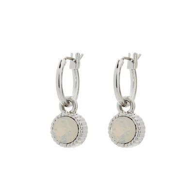 Biba Hang Oorbellen Zilver met Swarovski Steentje Wh. Opal