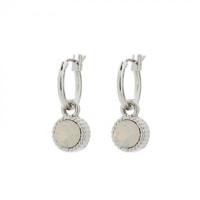 Biba Hang Oorbellen Zilver met Swarovski Steentje Wh. Opal