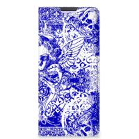 Mobiel BookCase Xiaomi Redmi Note 10 Pro Angel Skull Blauw - thumbnail