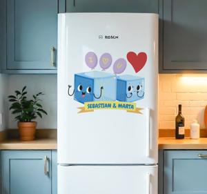 Ijsblokjes met jullie namen koelkast sticker