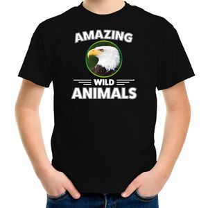 T-shirt arend roofvogels amazing wild animals / dieren zwart voor kinderen