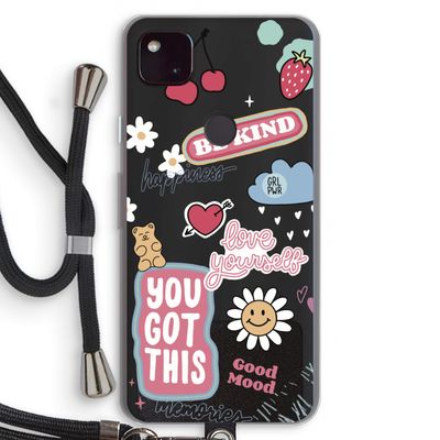 Positivity: Pixel 4a 5G Transparant Hoesje met koord