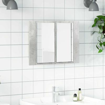 Badkamerkast met spiegel en LED 60x12x45 cm acryl betongrijs