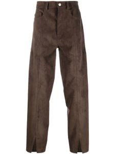 Nanushka pantalon droit en daim artificiel - Marron