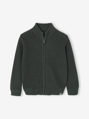 Vestje met opstaande kraag en lange mouwen voor jongens groen