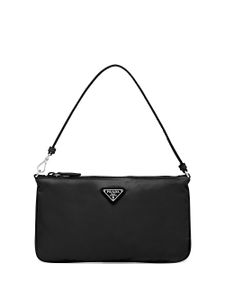 Prada sac porté épaule à plaque logo - Noir