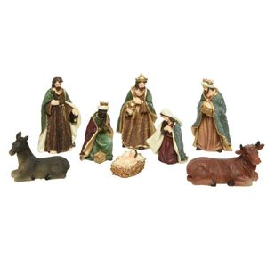 Decoris kerststalbeelden - set 8x stuks - tot 20 cm - polyresin - Kerststallen