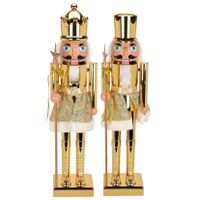 Notenkraker decoratie figuur beelden - set 2x st - 60 cm - goud - kunststof