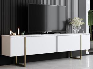 Tv-meubel LUXANA 2 klapdeuren wit/goud