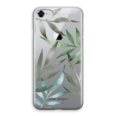 Tropical watercolor leaves: iPhone 8 Transparant Hoesje