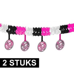 2x roze slingers 16 jaar sweet sixteen thema van 4 meter   -