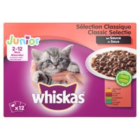 Kattenvoer Junior Classic in saus maaltijdzakjes multipack 12x85 g - Whiskas - thumbnail