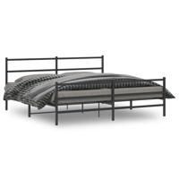 Bedframe met hoofd- en voeteneinde metaal zwart 193x203 cm