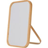 Make-up spiegel met standaard - 26 x 38 cm - bamboe hout - badkamer/kaptafel spiegels - thumbnail