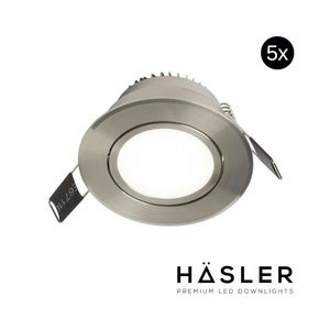 Inbouwspot Häsler Tordera Incl. Fase Aansnijding Dimbaar 8 cm 4 Watt Helder Wit RVS Set 5x