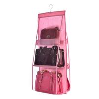 2 stks Portable Home Multi-Layer transparante mesh tas opknoping opbergtas (roze)