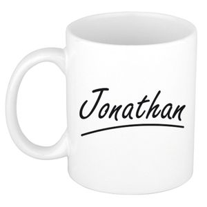 Naam cadeau mok / beker Jonathan met sierlijke letters 300 ml