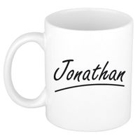 Naam cadeau mok / beker Jonathan met sierlijke letters 300 ml - thumbnail