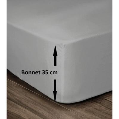 LOVELY HOME Hoeslaken 100% katoen 180x200cm - Muts 35cm - Lichtgrijs