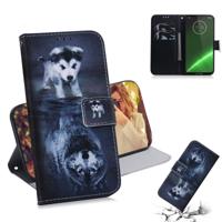 Wolf en hond patroon gekleurde tekening horizontale Flip lederen case voor Motorola Moto G7/Moto G7 Plus met houder & kaartsleuven & portemonnee