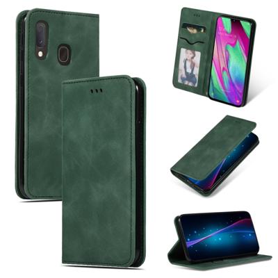 Retro huid voelen Business magnetische horizontale Flip lederen case voor Galaxy A20E & A10E & A202F (Army Green)