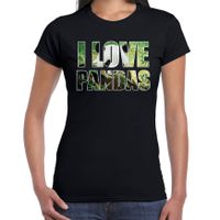 I love pandas / dieren t-shirt zwart dames