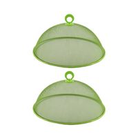 Set van 2x stuks metalen vliegenkappen/voedselkappen groen rond 30 cm