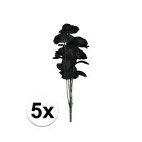 5x Bosje met 12 zwarte rozen halloween decoratie 38 cm