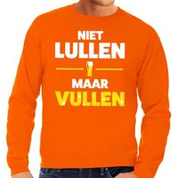 Niet Lullen maar Vullen tekst sweater oranje voor heren - thumbnail