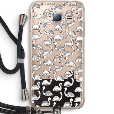 Zwanen: Samsung Galaxy J3 (2016) Transparant Hoesje met koord