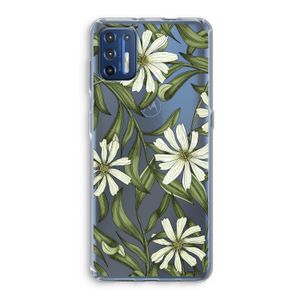 Wit bloemenpatroon: Motorola Moto G9 Plus Transparant Hoesje
