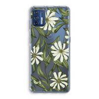 Wit bloemenpatroon: Motorola Moto G9 Plus Transparant Hoesje