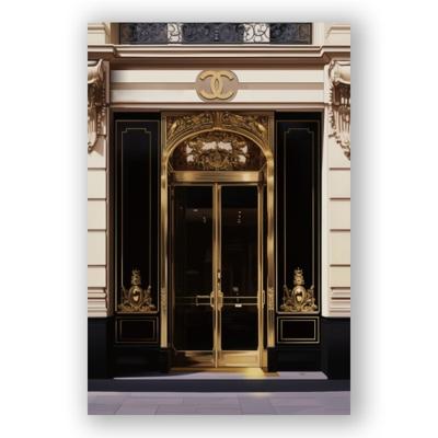 Glasschilderij - Chanel etalagedeur - 60 x 80 cm