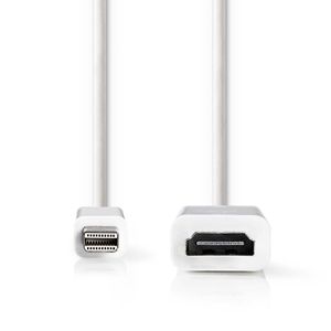 Nedis Mini DisplayPort-Kabel | Mini-DisplayPort Male naar HDMI Output | 21.6 Gbps | 0.2 m | 1 stuks - CCGB37650WT02 CCGB37650WT02