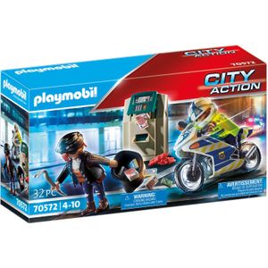 PLAYMOBIL City Action - Politiemotor: achtervolging van de geldrover constructiespeelgoed 70572