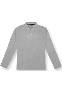 Pierre Cardin Modern Fit Poloshirt lange mouw grijs, Melange