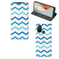 OnePlus Nord N100 | Hoesje met Magneet | Zigzag Blauw