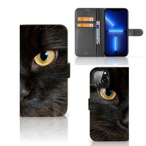 iPhone 13 Pro Max Telefoonhoesje met Pasjes Zwarte Kat