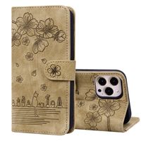 iPhone 8 hoesje - Bookcase - Koord - Pasjeshouder - Portemonnee - Camerabescherming - Bloemenpatroon - Kunstleer - Bruin