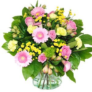 Boeket roze geel