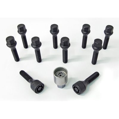 H&R Wielboutenset konisch M12x1.50 - Lengte 45mm - Zwart - 10 stuks - incl. wielsloten HRB1254501SET