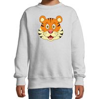 Cartoon tijger trui grijs voor jongens en meisjes - Cartoon dieren sweater kinderen 14-15 jaar (170/176)  -