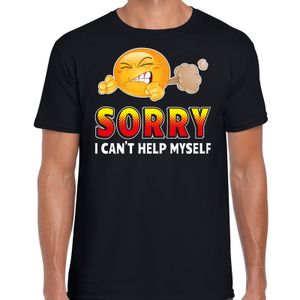 Sorry i cant help myself funny emoticon shirt heren zwart 2XL  -