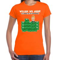 Koningsdag verkleed T-shirt voor dames - meer of minder - bier/pils - oranje - feestkleding - thumbnail