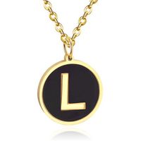 Goudkleurige Dames Schakelketting met Zwarte Kettinghanger Letter L