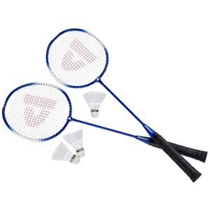 Badminton set blauw met 3 shuttles en opbergtas 67 cm