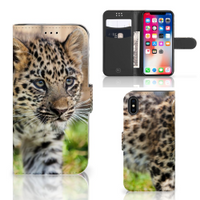 Apple iPhone X | Xs Telefoonhoesje met Pasjes Baby Luipaard